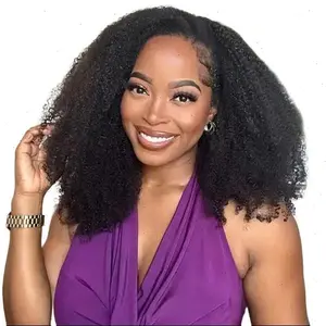 【2025 Super Deal】Kinky Curly Lace Front Wig 180% Density Pre Plucked With Baby Hair Afro Kinky Curly Human Hair Wig 14-18Inch HD Lace Front Wig No Glue Needed Natural Look#halfwig