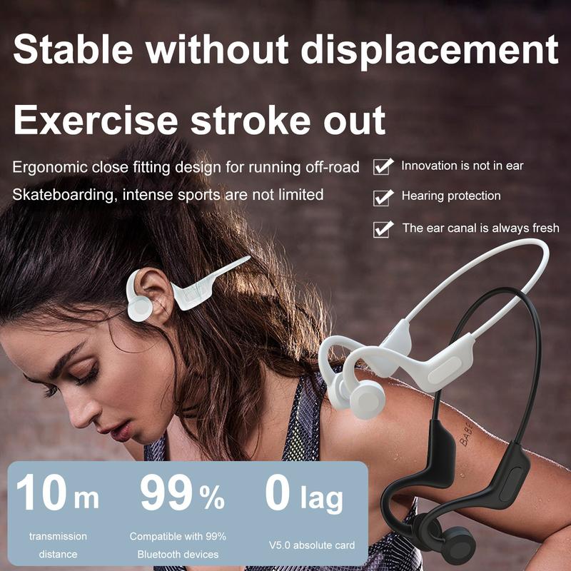 MAGQU Bone Conduction Neckband Wireless Headphones, Sports Open-Ear Earphones - Lightweight & Comfortable, Ultra-Long Battery Life, Waterproof & Sweatproof, Built-in Microphone, Stereo Earbuds (Black) Electronic Audio headphones bluetooth