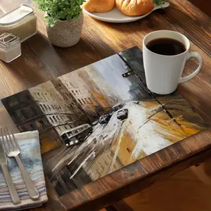 360 stand Stylish Abstract City Street Polyester Placemat - 14x18 in, Dinner Table Accessory, Modern Home Decor Kitchen Cutlery & Tableware Accent (Model CPPM1418PDUBDW)