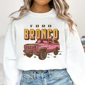 Ford Bronco Pink Sweatshirt, Fabric Crewneck, Cute Off Road SUV Graphic Design, Soft Comfortable Streetwear, Gift For