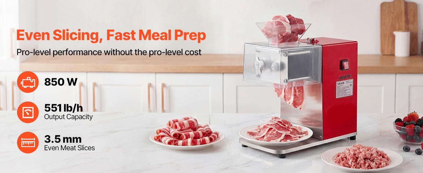 【Summerfinds】VEVOR Meat Cutting Machine, 850W Commercial Slicer, 3.5mm Heavy Duty Stainless Steel Blade Shredder for Boneless Meat Soft Vegetables, Electric Food Slicers for Kitchen Restaurant Supermarket