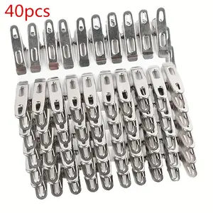 40 Stainless Steel Clothes Pins, Non-Slip Rust-Resistant, Indoor Outdoor Drying, Durable Metal Clips, Laundry Accessories