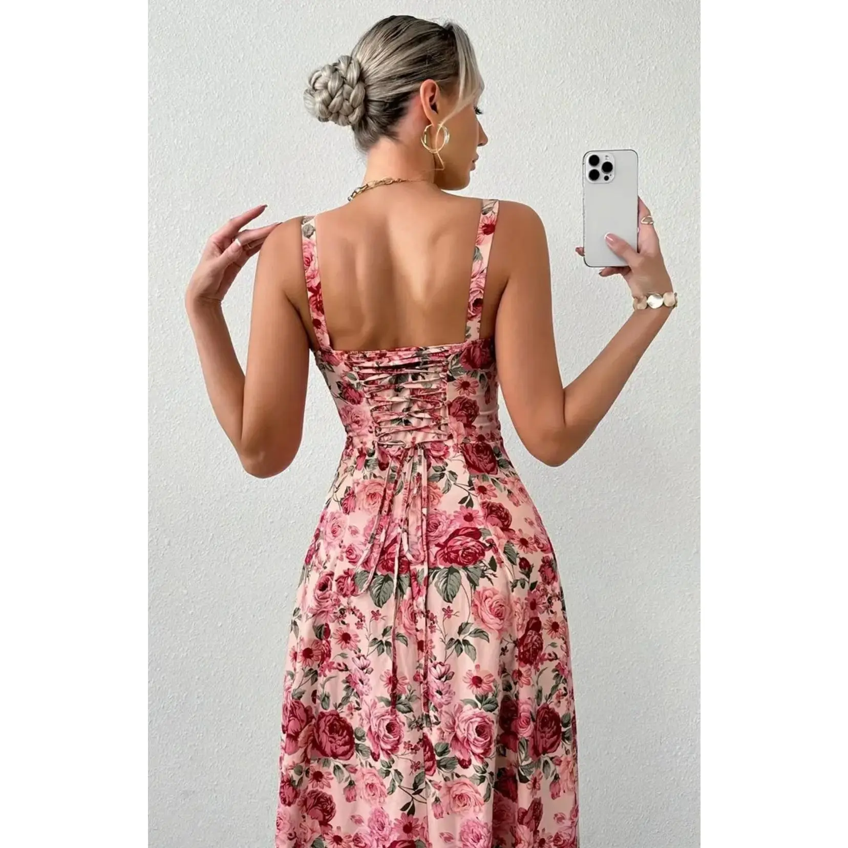 Flower Print Lace-Up Corset Dress - TikTok Shop Flower Print Lace-Up Corset Dress - TikTok Shop