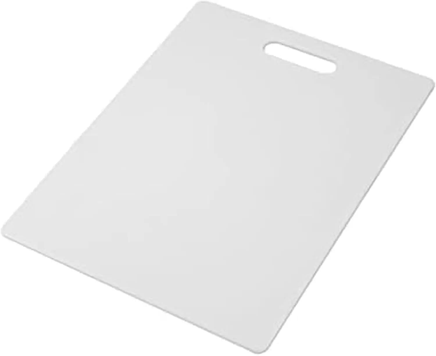 Large Cutting Board, Dishwasher- Safe Plastic Chopping Board for Kitchen with Easy Grip Handle, 11-inch by 14-inch, White Knives