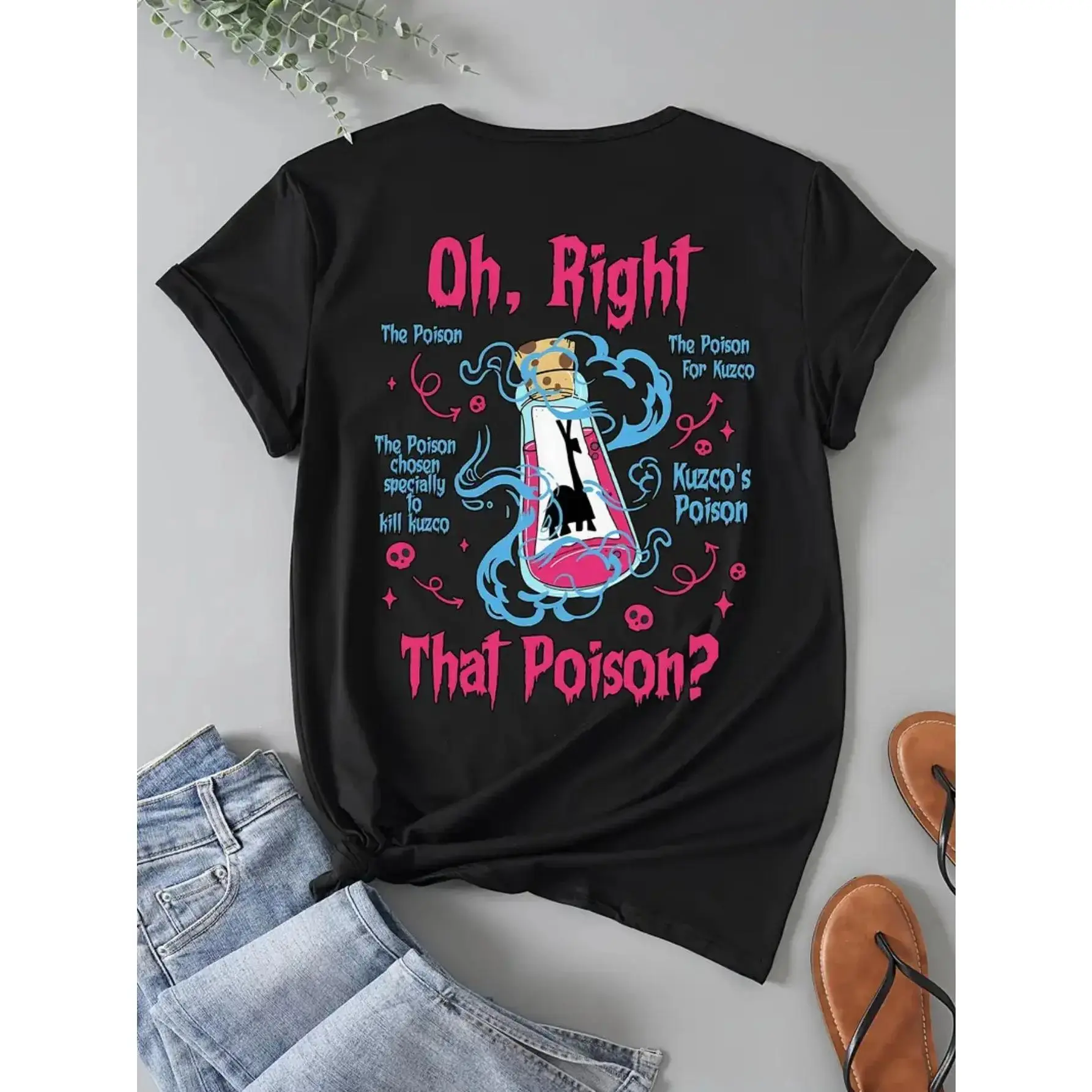 Adults' 'Kuzco's Poison' Graphic T-Shirt, Casual 100% Cotton Shortsleeve Top with a Round Neck, Regular Size, Tshirt