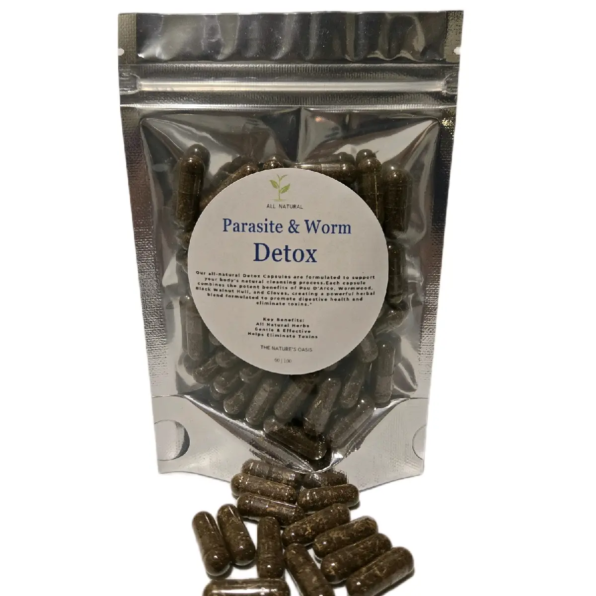 Parasite Detox Gut Candida Cleanse Capsules |Pau D'arco, Wormwood, Blackwalnut Hull, Cloves | Herbal Capsules Healthcare Natural Alkaline Supplement