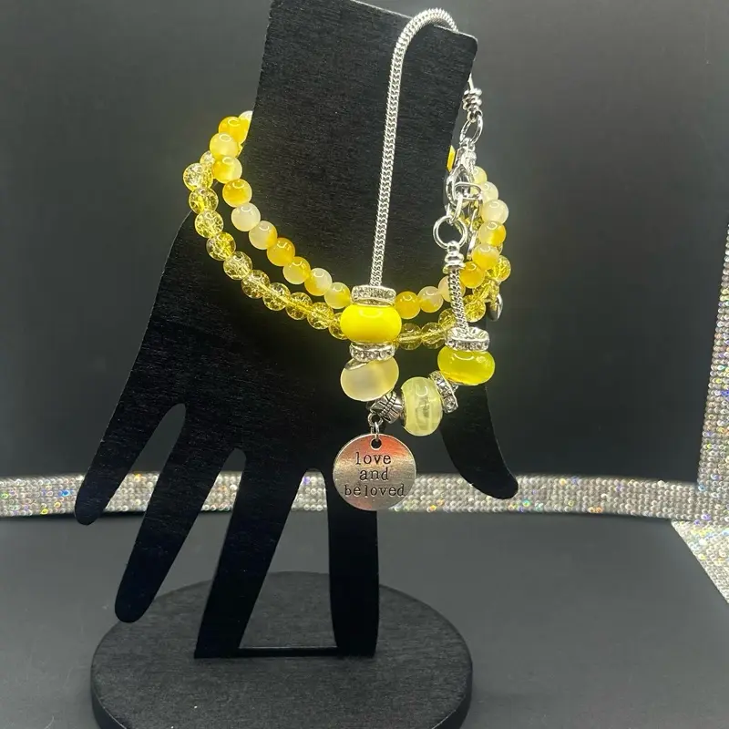 Snake Yellow Love & Beloved Charm Bracelet with 2 Matching Bracelets