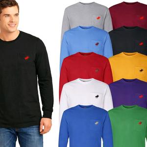 4 Pack Assorted Colors 100% Cotton Long Sleeve T-Shirt WITH POCKETS Soft and Breathable Tees shirts perfect shirt t shirt men clothing