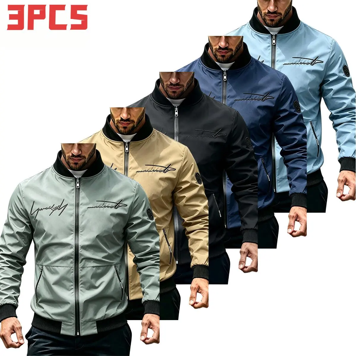 JOGWAVE Men's Athletic Full-Zip Jacket - Menswear Tops Coats, Casual Business Workwear, Lightweight, Warm, Wrinkle-Resistant, Stain-Resistant, Easy-Care Surface, Concealed Pockets, Embroidered Design