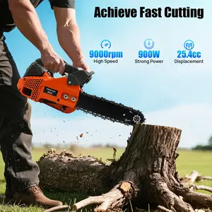 Top Handle Chainsaw 900W Gasoline Chainsaw 2-Stroke Engine 11.8in Cutting for Gardening Pruning Felling Lightweight Easy to Start