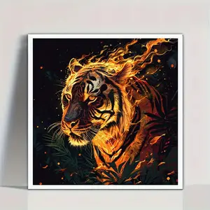 Tiger Pattern DIY Diamond Arts Colorful Painting Kit without Frame, DIY 5D Diamond Arts Colorful Painting Kit, Wall Art Decor for Home Living Room Bedroom