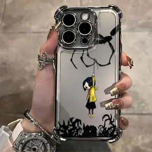 Anime Popular Coraline New Design Pattern Mobile Phone Case Suitable for iPhone 17 17Air 16 15 14 13 12 11 Pro Max X XSMAX Plus Luxury Transparent Soft Back Cover Cellphone Smartphone Shell