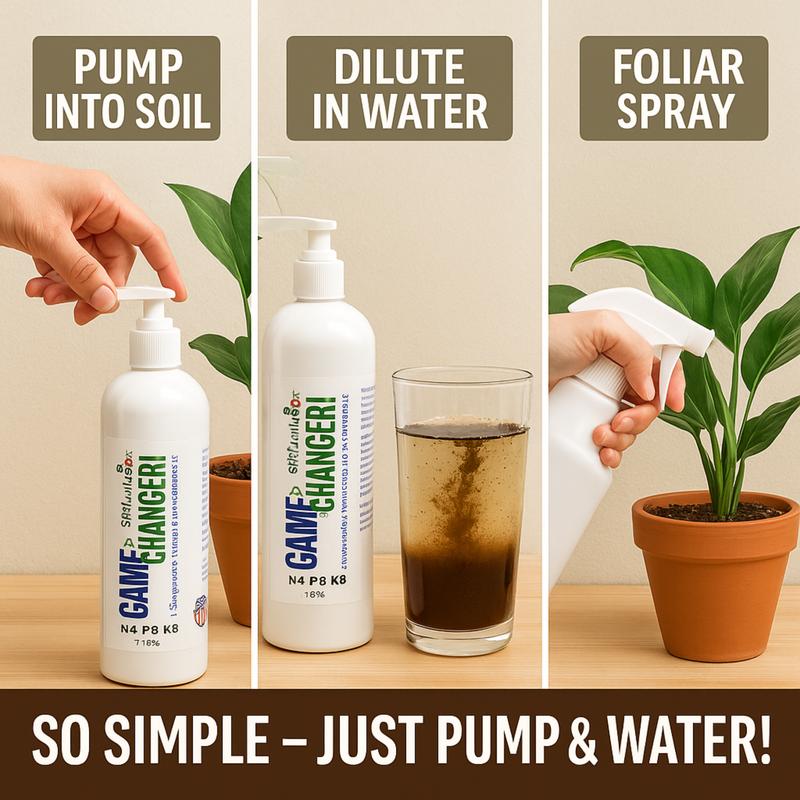 GS Plant Foods Game Changer All-Purpose Essentials - 100% Plant-Based Organic Fertilizer for Indoor or Outdoor Container Grown Plants, NPK 4-3-3, Liquid Formula for Houseplants, 20 Ounces