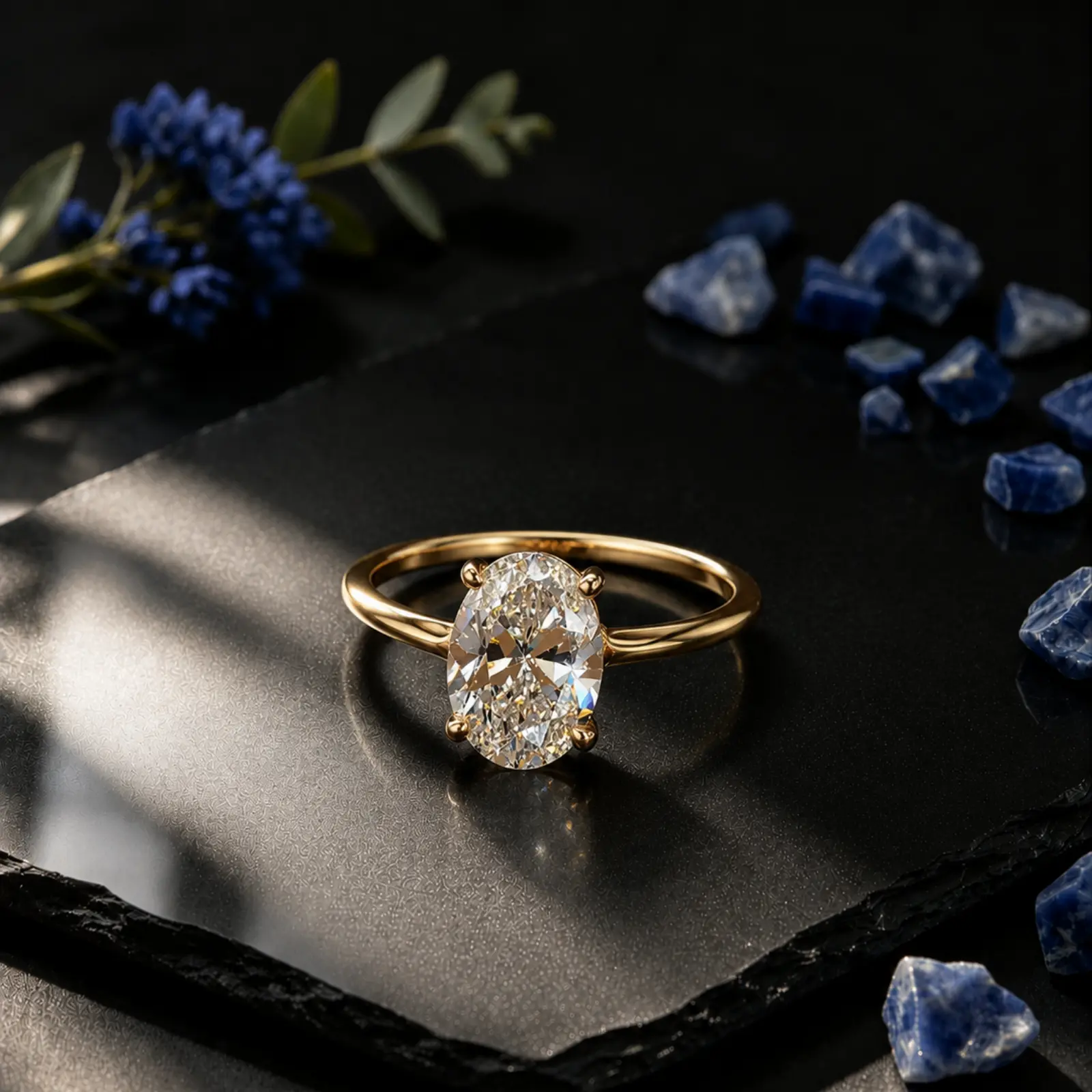 Women's Gold Plated Oval Zirconia Engagement Ring – Elegant Minimalist Promise Ring for Wedding, Daily Wear & Gift