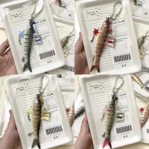 [NEW] Handmade Fish Keychain with Charms, Articulated Fish Bag Charm, Cute Ocean Keychain