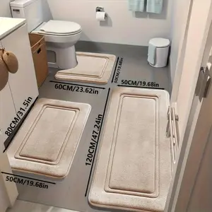 3-Pack High-Absorbency Bath Mats | Non-Slip Polyester Bathroom Floor Mats for Tub and Shower, Comfortable and Soft, Decorative Home Flooring Additions by Aijing
