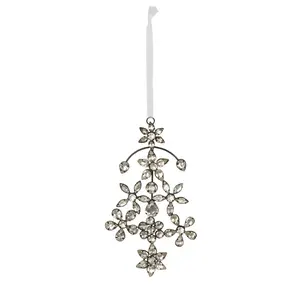 7-Inch Antique Silver Gem Flourish Ornament