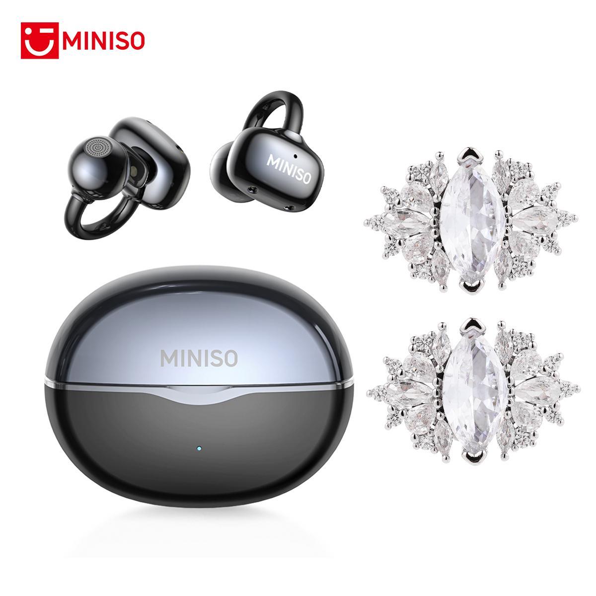 MINISO Clip On Earbuds Wireless Headphones with Bluetooth 6.0 Earphones, Stable Connection & Low Power Use, DT6.0 Pulse Directional Tech, 360° ACS Panoramic Sound, IPX5 Waterproof Audio Earbuds for Music & Calls, Comfortable for Sports