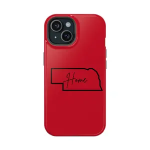 Red Home State Magnetic Tough Phone Case, Nebraska Pride Case, Custom Phone Accessories, Unique Gift for Nebraska Lovers, Home Decor