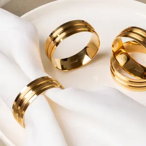 Award-Winning CLOCHEL Napkin Rings Stainless Steel Serviette Buckles Set of 4 Adornment for Elegant Dining,Table Decorations, Banquet, Wedding, Casual, Engagement, Reception & Everyday CSKY-6