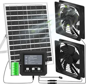 Solar Fan for Chicken Coop with Battery and Timer, 25W Solar Powered Exhaust Fan for Greenhouse, Outdoor, Shed, Vent, Doghouses, Windows, RV, High Wind Speed, Rainproof