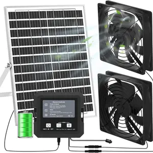 Solar Fan for Chicken Coop with Battery and Timer, 25W Solar Powered Exhaust Fan for Greenhouse, Outdoor, Shed, Vent, Doghouses, Windows, RV, High Wind Speed, Rainproof  automatic reliable conductivity