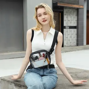 Women's Fashionable Clear Fanny Pack, Water Resistant Clear Waist Bag, Casual Zipper Chest Bag for Daily Use and Outdoor Travel.