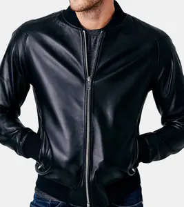 Clifer Men's Black Bomber Leather Jacket Clifer Men's Black Bomber Leather Jacket