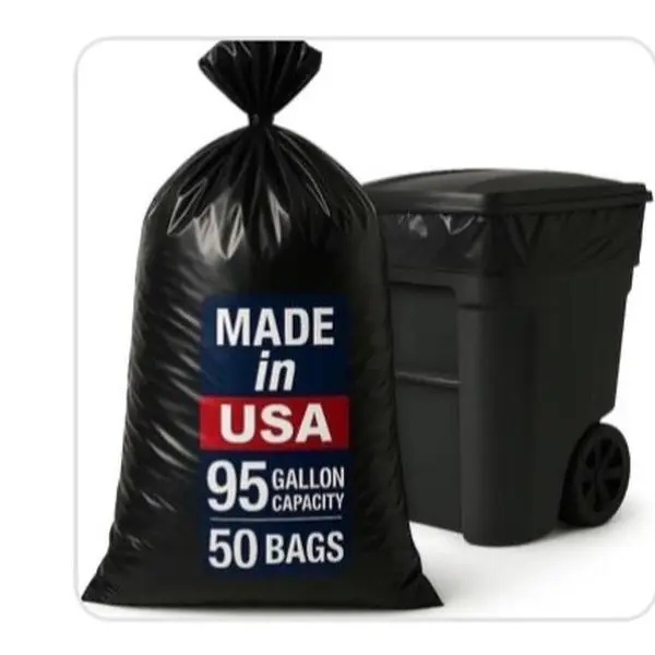 95-96 Gallon Extra-Large Black Garbage Can Liners, Heavy-Duty Trash Bags, 50 Bags, 1.5 Mil Thick, Ideal for Commercial & Home Use