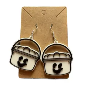 McDonald's Halloween Bucket Earrings - Pumpkin Design with Ghost Face - Fun and Festive Jewelry for Halloween