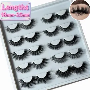 10 Pairs Lashes 12mm-25mm Lengths Mega Volume Faux Mink Fluffy High Quality Eyelashes Versatile Styles Reusable for Makeup