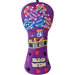 Big Teeth Big Win Golf Wood Club Covers, Driver Headcover, Driver Fairway Utility Ut ,Golf  Club Protector for Men, Casino Poker headcover