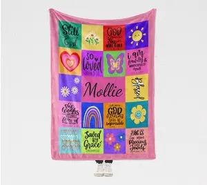 Personalized Bible Verse Blanket, Scripture Affirmations Gift for Christian Girls, Religious Velveteen Plush Blanket Color Customized Throw Blanket Pink throw blanket soft warm soft comfortable soft throw