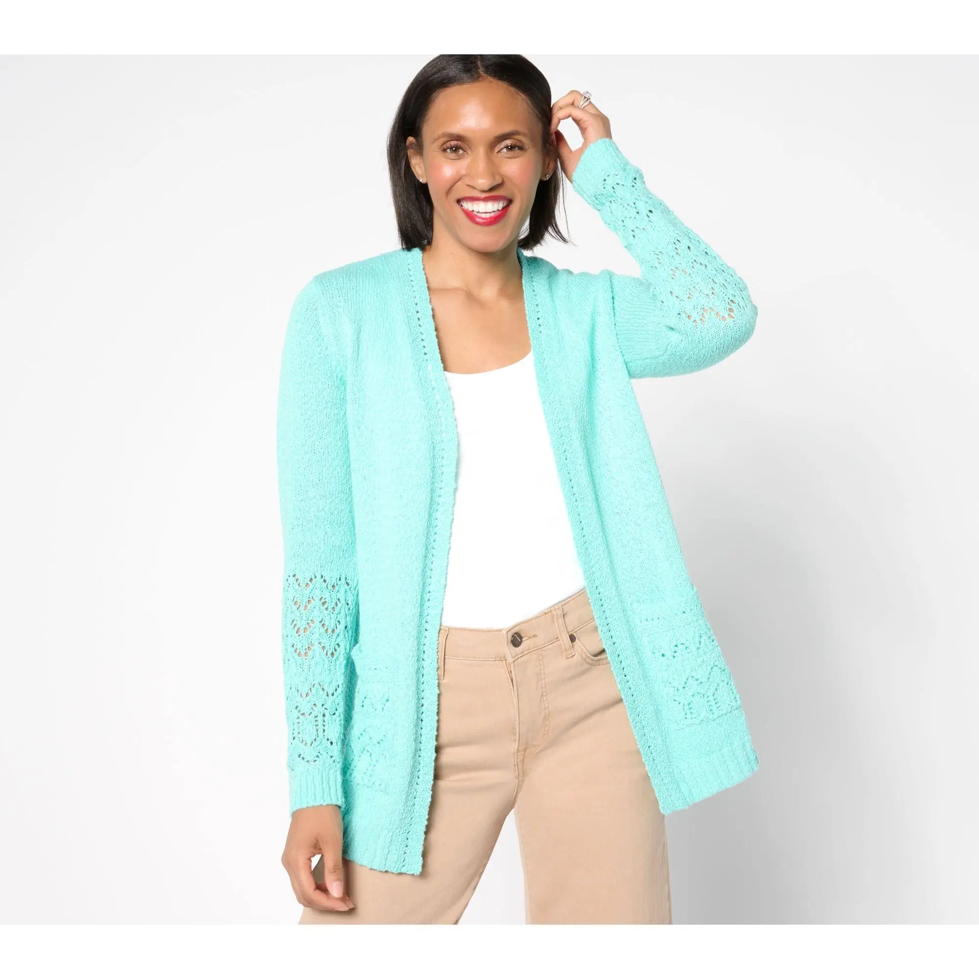 Isaac Mizrahi Live! Regular Bridgehampton Slub Sweater Cardigan Isaac Mizrahi Live! Regular Bridgehampton Slub Sweater Cardigan