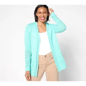 Isaac Mizrahi Live! Regular Bridgehampton Slub Sweater Cardigan