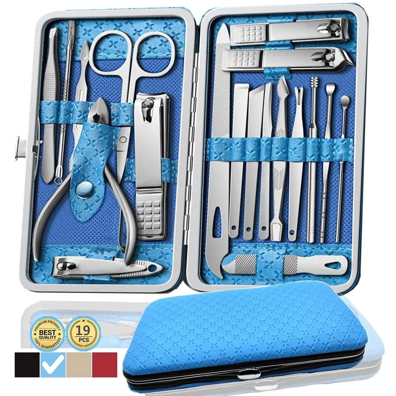 19 in 1 Professional Nail Clippers Pedicure Kit, Manicure Tool Kit, Stainless Steel Facial Grooming Set Kit, Gift Idea for Women