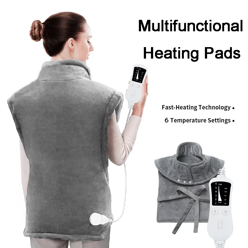 KINGTE Extra Large Wearable Heated Blanket - Multifunctional Blanket for Neck/Shoulder Pain Relief, 6 Fast Heating Settings, Auto-Off Safety Features, Portable Household Appliance, Ideal Christmas Gift for Women