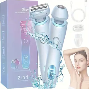 2-in-1 Women's Electric Shaver & Bikini Trimmer - Hypoall Pubic Hair Removal Tool with Stainless Steel Blades, USB Rechargeable, Waterproof, Cordless, Portable for Smooth Skin, Easy One-Touch Operation, Ideal for Legs, Underarms, Face & Body