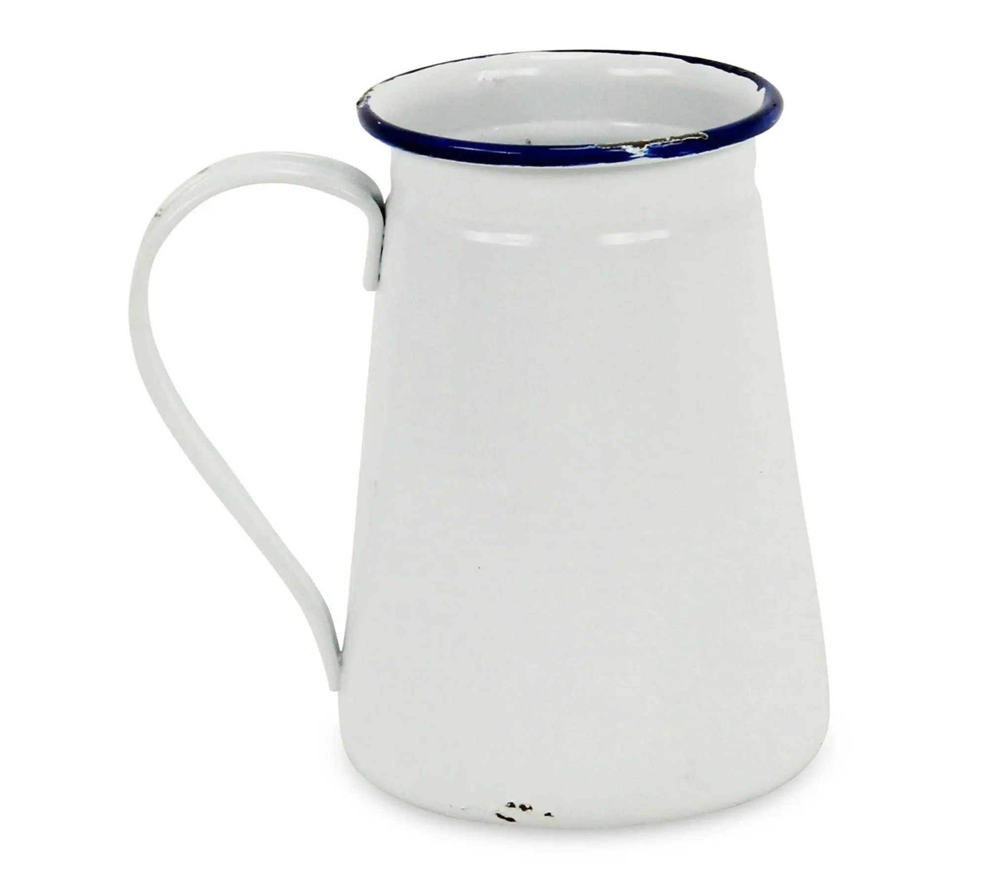 HomeRoots 6" White & Blue Metal Jug Vase