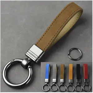 Luxury Genuine Leather Keychain Top-end Business Gift For Man Good Quality Black Brown Real Leather Car Key Keyholder Key Chain
