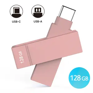 iXflash 128GB USB A & USB C 3.2 Photo Stick Flash Drive for iPhone, iPad, Mac Pink