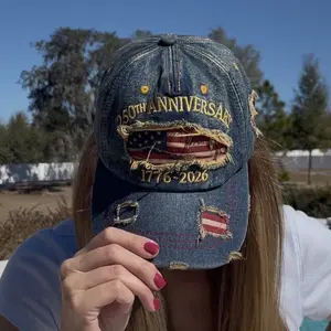 250th Anniversary 1776-2026 Distressed Denim Baseball Cap fo
