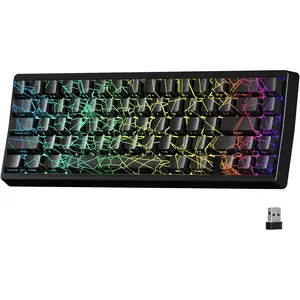 x XVX M67 60% Percent Keyboard , QMK/VIA Black Spider Web Gaming Keyboard, Tri-Mode Thocky Creamy Mechanical Key Board, Hot Swappable Gasket Mount RGB IMD Tech for Win/