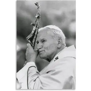 Pope John Paul II Portrait Poster Black And White Poster Inspirational Poster 2 Canvas Painting Wall Art Poster for Bedroom Living Room Decor