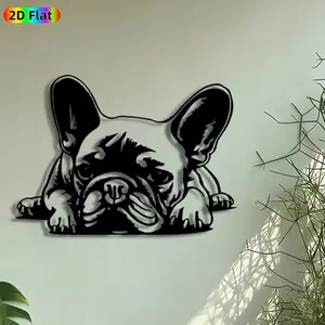 1pc French Bulldog Metal Wall Art, Frenchie Puppy Statue Mural, Intricate Craftsmanship, Artistic Metalwork, Perfect for Housewarming, Christmas Decor, Perfect for Living Room Bedroom Studio Decor, Ideal Gift for Dog Lovers.