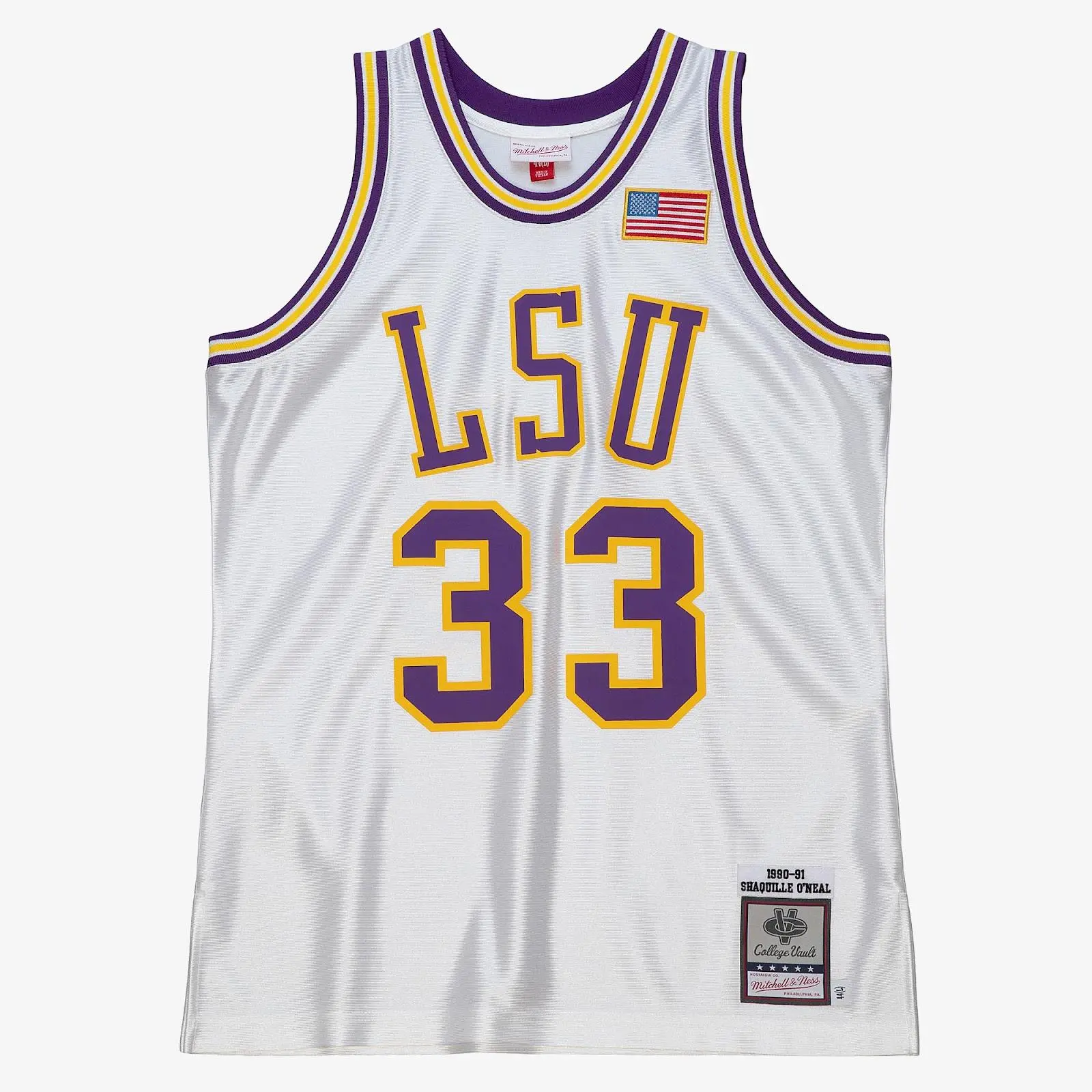 Shaquille O'Neal LSU Tigers 1990-91 White Alumni Authentic Jersey NCAA Throwback Mitchell & Ness