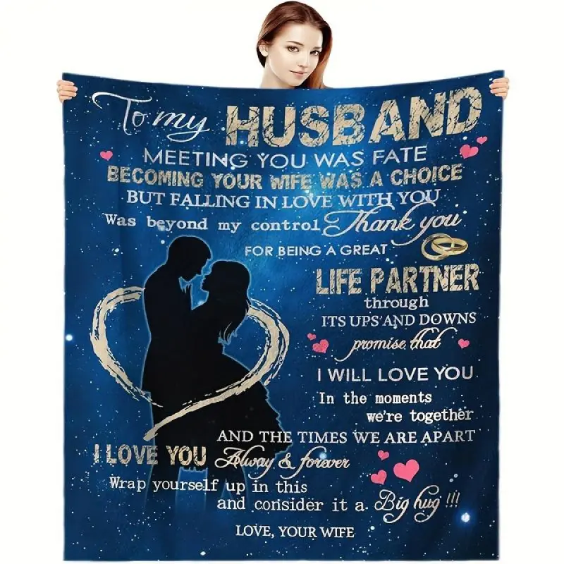 One piece, wife's husband's blanket, man's birthday gift, husband's birthday gift blanket gift ideas, the best Christmas and Valentine's Day wedding gift, warm and comfortable blanket, suitable for sofa bed office camping
