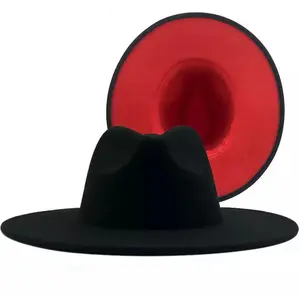 Wide Brim Fedora Hat with Red Bottom for Men and Women