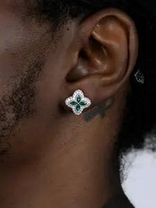 Fashion Simple 18k Gold-Plated Colorful Copper Zircon Flower Earrings, Unisex High-Quality Sparkling Blingbling Jewelry Accessory