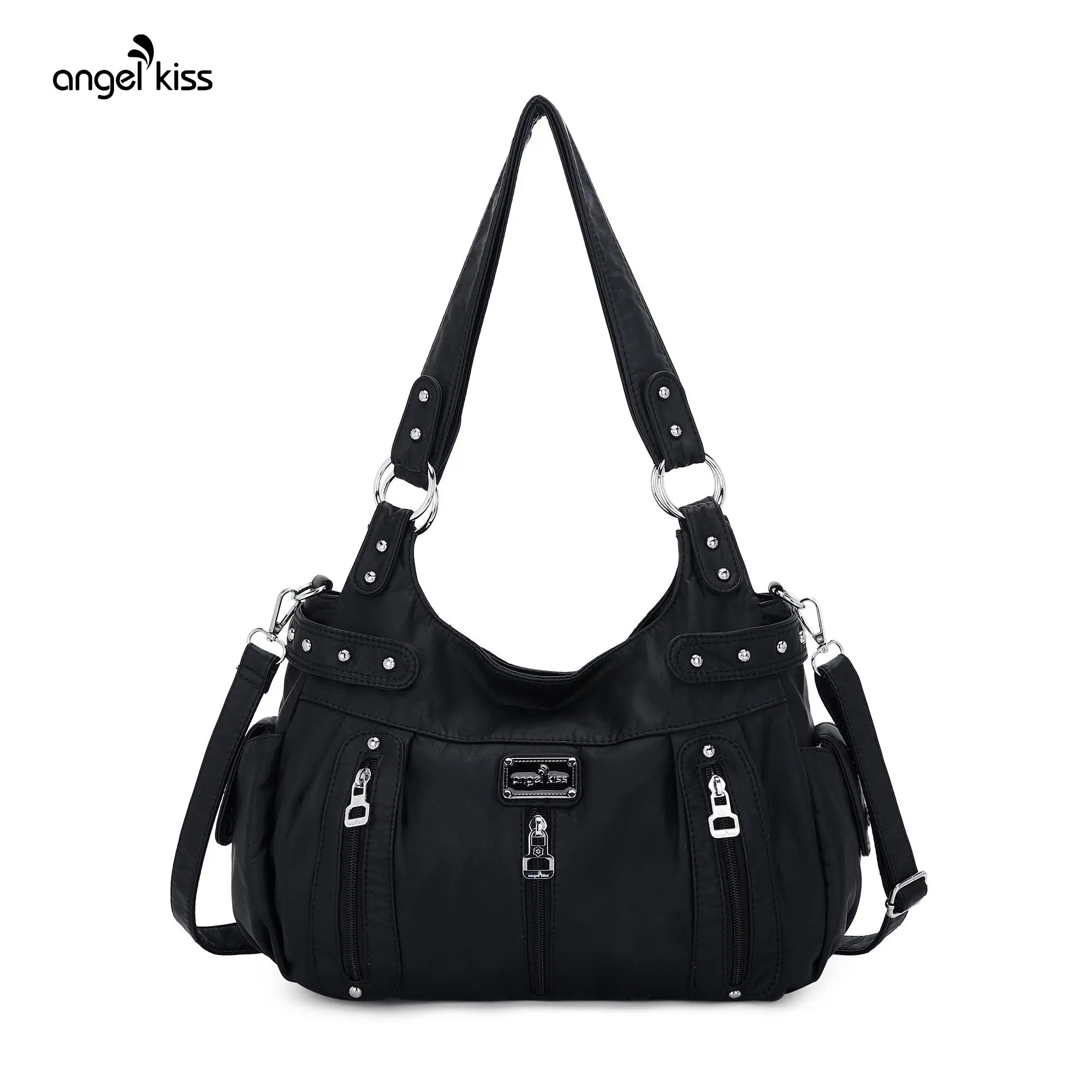 Angel Kiss Bag Women's Vintage Washed PU Leather Large Adjustable Crossbody Purses - Handbag Shoulder Bag, Casual Everyday Hobo Tote for Women summerwins,